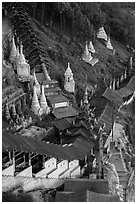 Hsaungdan (covered stairway) to the caves. Pindaya, Myanmar ( black and white)