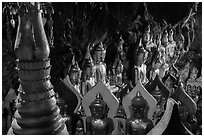 Buddha statues. Pindaya, Myanmar ( black and white)