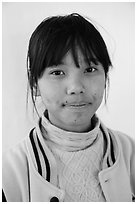 Woman with sweater. Pindaya, Myanmar ( black and white)