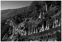 Hillside below  Pindaya Caves with Hsaungdan. Pindaya, Myanmar ( black and white)