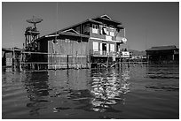 House on stilts. Inle Lake, Myanmar ( black and white)