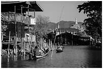 Canal in Ywama Village. Inle Lake, Myanmar ( black and white)