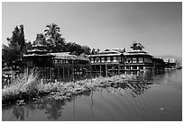 Nga Phe Kyaung monastery. Inle Lake, Myanmar ( black and white)