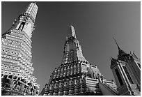 Towers of the Wat Arun. Bangkok, Thailand ( black and white)