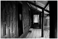 Patio of house made of Teak. Muang Boran, Thailand ( black and white)