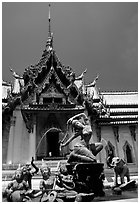 Temple in Ayuthaya style. Muang Boran, Thailand ( black and white)