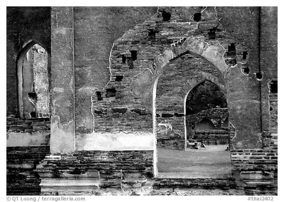 Ruins of the King Narai's palace. Lopburi, Thailand (black and white)
