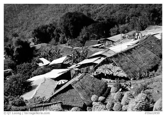 Hmong village. Chiang Mai, Thailand (black and white)