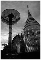 Wat Phra That Doi Suthep at sunset. Chiang Mai, Thailand ( black and white)