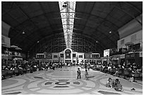 Main hall of Hualamphong train station. Bangkok, Thailand ( black and white)