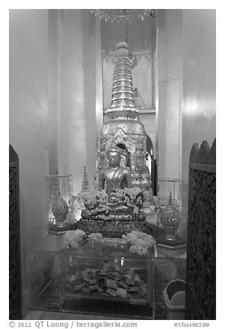 Central Buddha image, Wat Saket. Bangkok, Thailand (black and white)