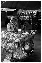 Food for sale on back of motorbike. Thailand (black and white)