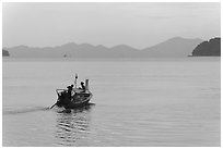 Boat and hazy horizon. Krabi Province, Thailand ( black and white)