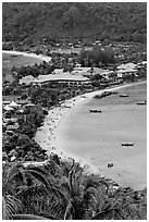 Lo Dalam beach and Tonsai village from above, Phi-Phi island. Krabi Province, Thailand ( black and white)
