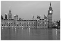 Palace of Westminster at dawn. London, England, United Kingdom ( black and white)