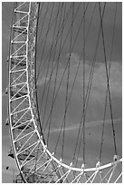 Detail of the Millennium Wheel. London, England, United Kingdom (black and white)