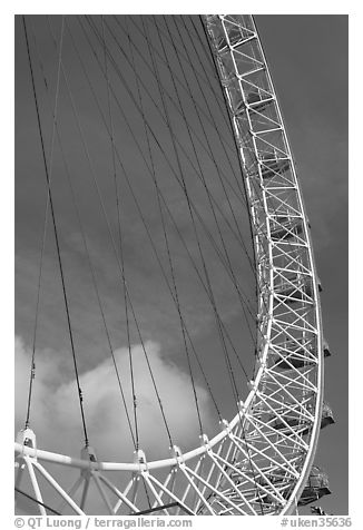 Detail of the London Eye. London, England, United Kingdom (black and white)