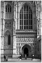 Facade and entrance to the Collegiate Church of St Peter, Westminster. London, England, United Kingdom (black and white)