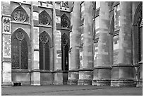 Buttresses and windows, Westminster Abbey. London, England, United Kingdom ( black and white)