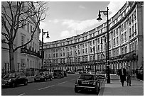 Street and townhouses crescent. London, England, United Kingdom (black and white)