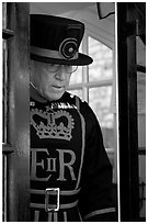 Yeoman Warder (Beefeater), Tower of London. London, England, United Kingdom ( black and white)