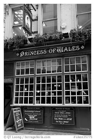 Pub the Princess of Wales. London, England, United Kingdom (black and white)
