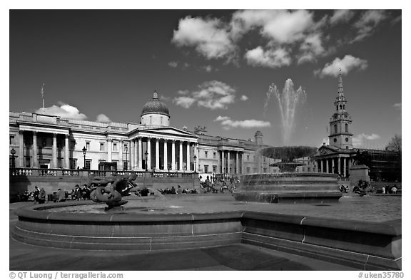 Trafalgar Square. London, England, United Kingdom (black and white)