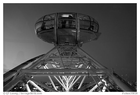 London Eye capsule at night. London, England, United Kingdom