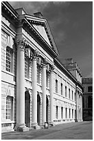 Facade in the Grand Square of the Greenwich Hospital. Greenwich, London, England, United Kingdom ( black and white)