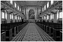 Chapel, Greenwich Hospital. Greenwich, London, England, United Kingdom (black and white)