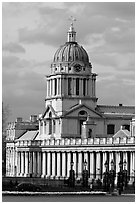 Dome of the Old Royal Naval College. Greenwich, London, England, United Kingdom ( black and white)