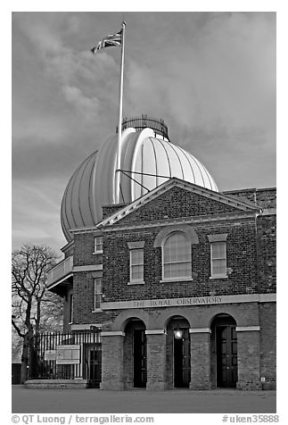 Royal Greenwich Observatory, late afternoon. Greenwich, London, England, United Kingdom (black and white)