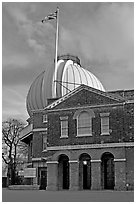 Royal Greenwich Observatory, late afternoon. Greenwich, London, England, United Kingdom ( black and white)