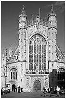 West front of Abbey. Bath, Somerset, England, United Kingdom (black and white)