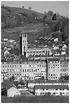 Townhouses and church. Bath, Somerset, England, United Kingdom (black and white)