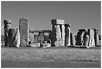Prehistoric standing stones, Stonehenge, Salisbury. England, United Kingdom (black and white)