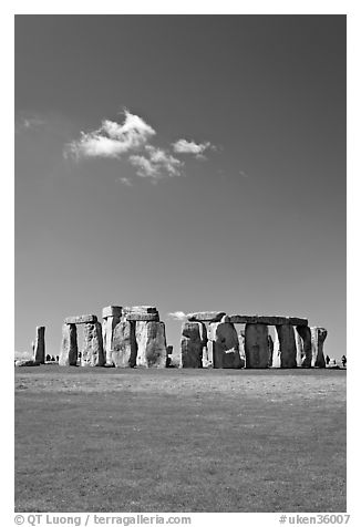 Prehistoric monument of megaliths, Stonehenge, Salisbury. England, United Kingdom (black and white)