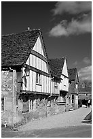 Half-timbered houses, Lacock. Wiltshire, England, United Kingdom (black and white)
