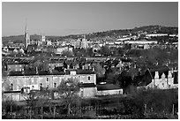 Bath skyline, seen from communal gardens. Bath, Somerset, England, United Kingdom ( black and white)