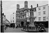 Cathedal Gate and monument. Canterbury,  Kent, England, United Kingdom (black and white)