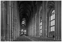 Nave, built in the Perpendicular style, Canterbury Cathedral. Canterbury,  Kent, England, United Kingdom (black and white)