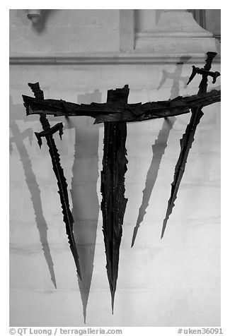 Altar of Sword's Point, site of Thomas Beckett martyrdom, Canterbury Cathedral. Canterbury,  Kent, England, United Kingdom (black and white)