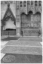 Graves, Canterbury Cathedral. Canterbury,  Kent, England, United Kingdom (black and white)