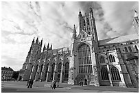 Wide view of Canterbury Cathedral from the South. Canterbury,  Kent, England, United Kingdom (black and white)