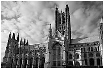 Central tower and south transept, Canterbury Cathedral. Canterbury,  Kent, England, United Kingdom (black and white)