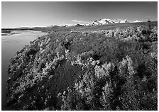 Susitna River and autumn colors on the tundra. Alaska, USA ( black and white)