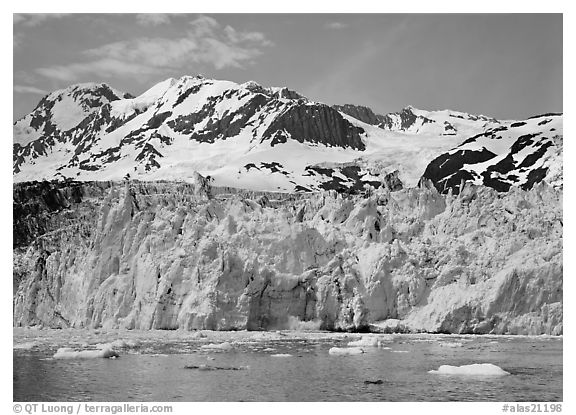 Front of Surprise Glacier. Alaska, USA (black and white)