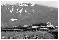 Alaska train. Whittier, Alaska, USA (black and white)