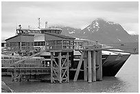 High Speed catamaran Chenega of Alaska Marimite Highway unloading in Valdez. Alaska, USA (black and white)