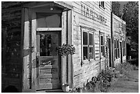 Weathered old hardware store. McCarthy, Alaska, USA (black and white)